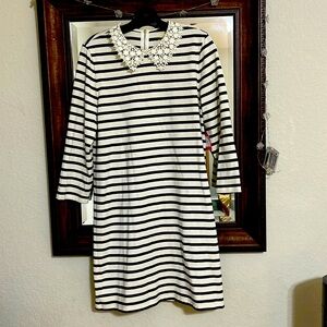 Kate Spade Lace Collar Striped Tee Dress Size M NWT